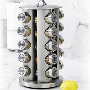 Kamenstein 20 Jar Revolving Stainless Steel Spice Rack with Free Spice Refills